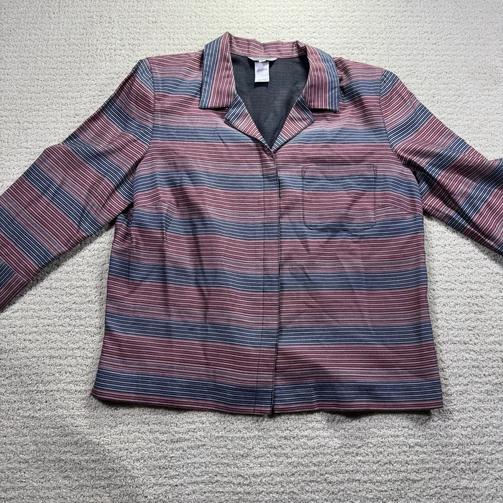 Stonebridge Jacket Size L Maroon Navy 3/4 Sleeves Shoulder‎ Pads